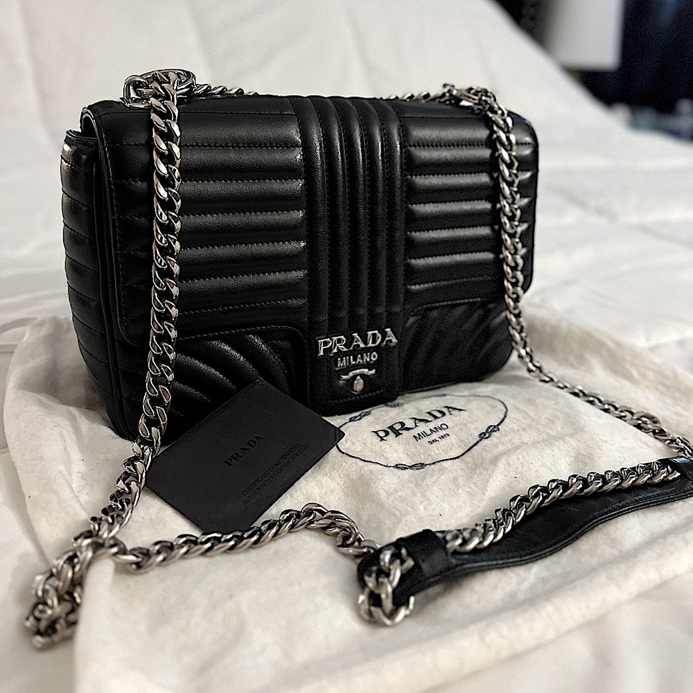 SOLD** Prada Diagramme quilted medium shoulder bag